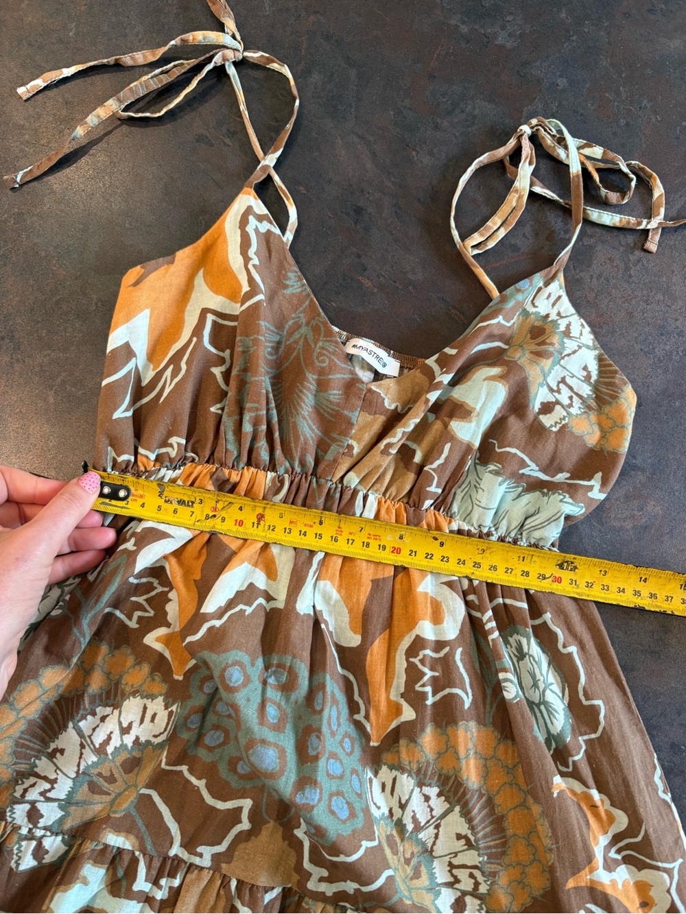 Sleeveless Brown Floral Tiered Maxi Dress Small - Picture 2 of 10